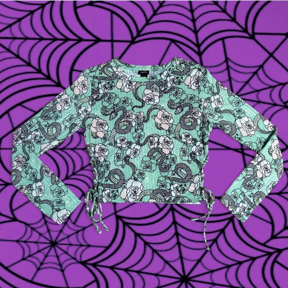Mint Green Snake + Rose Top